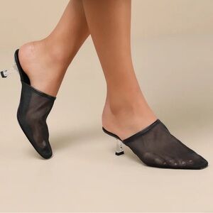 Matisse Bette Black Sheer Mesh pointe-toe slides Mule Pumps size 7.5 M